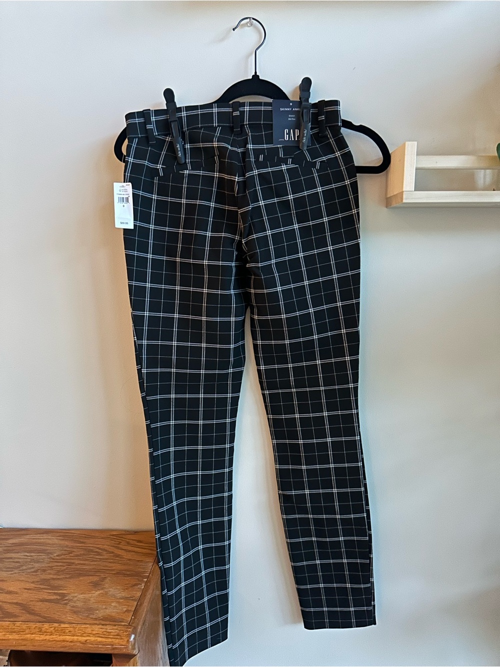 GAP Black Plaid Skinny Ankle Pants - Picture 2 of 4